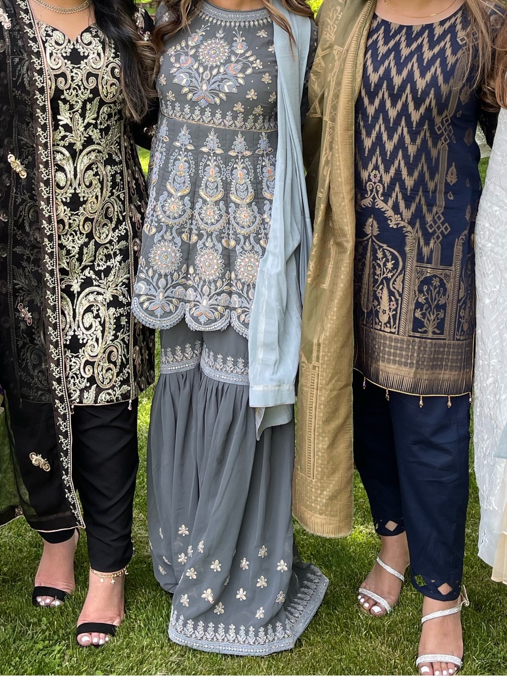 Embroidered Grey Women's Long Salwar with Long Sleeves